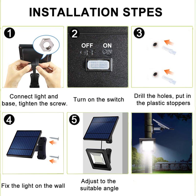 Awanber Solar Powered Lights Outdoor, Bright White Light IP65 Waterproof Auto Dusk to Dawn 350Â° Adjustable Solar Security Flood Lights for Barn, Garden, Garage, Pathway, Yard, Patio, Lawn, Balcony - Image 5